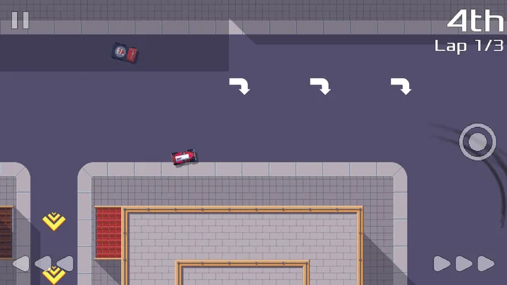 The alternative side-button controls: steer on the left, brake and accelerate on the right (screenshot from the Pixel Wheels project, CC BY-SA 4.0) The alternative side-button controls: steer on the left, brake and accelerate on the right (screenshot from the Pixel Wheels project, CC BY-SA 4.0)
