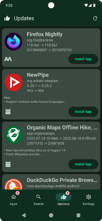 APKUpdater screenshot 2