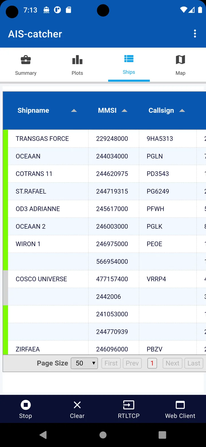 AIS-catcher ship list