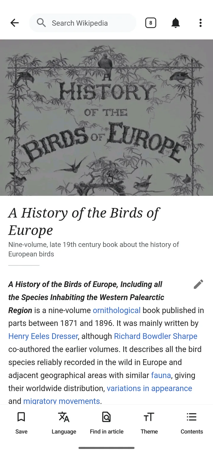 An article in the Wikipedia app’s light theme (Wikimedia Commons, by various authors, CC BY-SA 4.0) An article in the Wikipedia app’s light theme (Wikimedia Commons, by various authors, CC BY-SA 4.0)